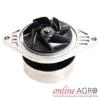 Bomba de água, Case, OAC13254PT Bomba de água metálica com ventoinha plástica preta e abas de fixação, sobre fundo branco com logótipo online AGRO