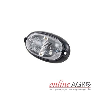 Luz oval para maquinaria agrícola com estrutura preta e lente transparente