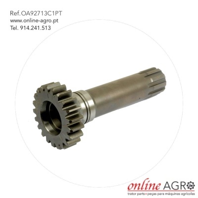 Peça metálica com engrenagem e texto de referência e contacto online AGRO