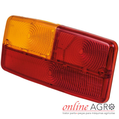 Farol traseiro laranja e vermelho para máquinas agrícolas com logo Online AGRO