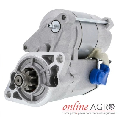 motor de arranque metálico com peça azul
