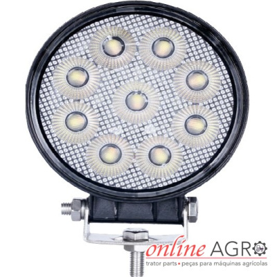 Luz LED redonda com nove lâmpadas e suporte metálico