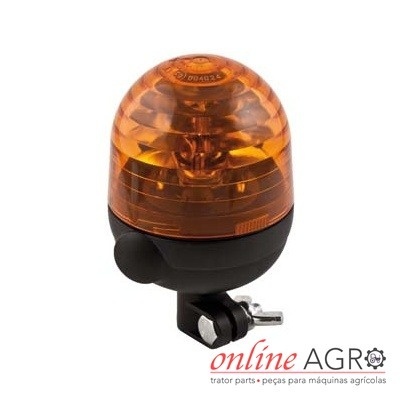 Sinalizador de aviso laranja com base preta e suporte metálico em fundo branco com logotipo online AGRO