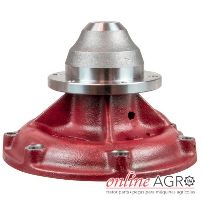Componente de máquina agrícola em metal vermelho e prateado com logotipo online AGRO