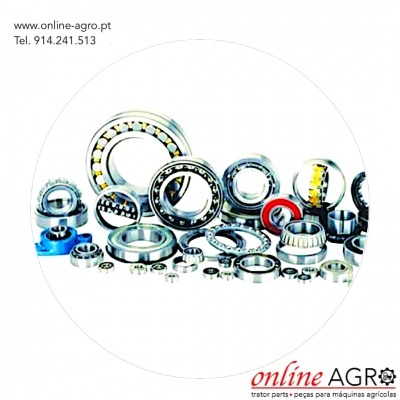 Conjunto de rolamentos metálicos com texto e marca online AGRO