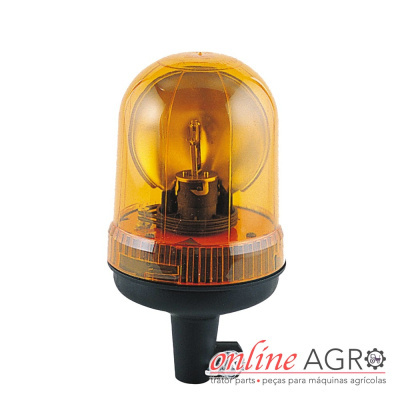 Sinalizador de luz amarela com base preta e texto online AGRO