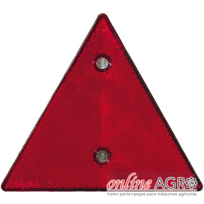 Refletor triangular vermelho com duas fixações metálicas