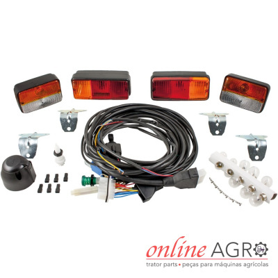 Kit de iluminação de trator com lâmpadas, cabos e luzes retangulares