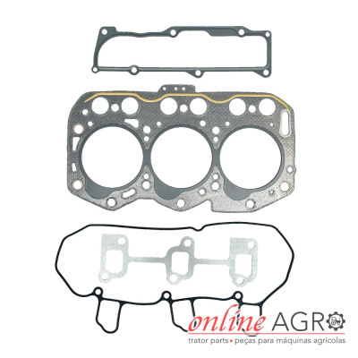 Conjunto de juntas para motor cinza e preto sobre fundo branco