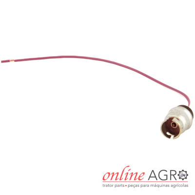 Cabo elétrico vermelho com conector metálico e logo online AGRO