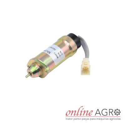 Solenoide metálico com conector e etiqueta branca