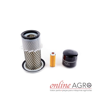 Conjunto de três filtros para máquinas agrícolas com diferentes materiais e cores