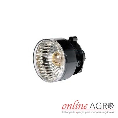 Farol redondo preto com lente de vidro para maquinaria agrícola