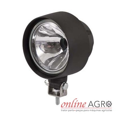 Luz redonda de farol preto com suporte metálico para máquinas agrícolas