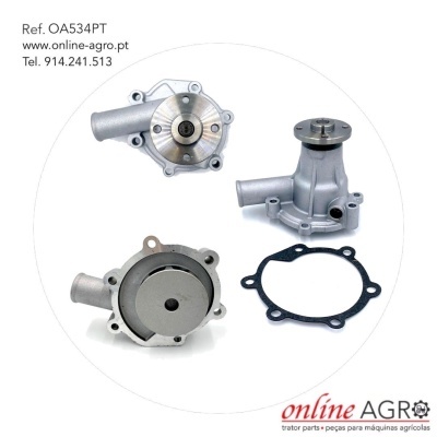 Peças metálicas industriais e junta preta com texto e logotipo online AGRO