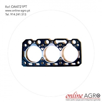 Junta metálica preta para motor com três aberturas circulares e texto da marca online AGRO