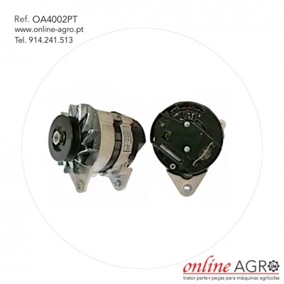 Alternador metálico e plástico para máquina agrícola com texto de contacto