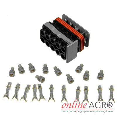 Conjunto de conector elétrico com terminais e anéis isoladores