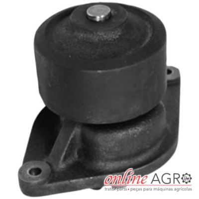 Peça metálica preta com base triangular e tambor circular