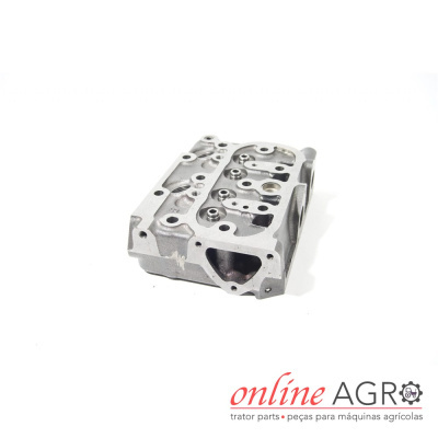 Cabeça de cilindro metálica cinza para motor com logo Online Agro