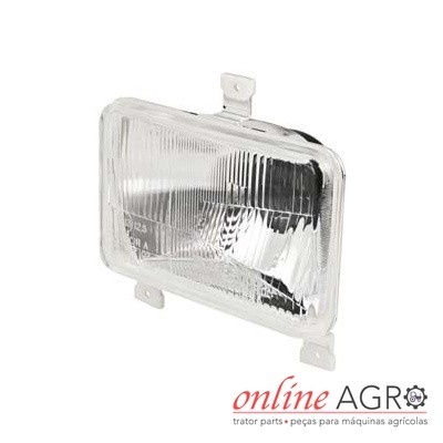 Farol retangular transparente para máquinas agrícolas com suporte branco