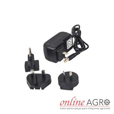 Adaptador de energia preto com fichas removíveis e logótipo online AGRO