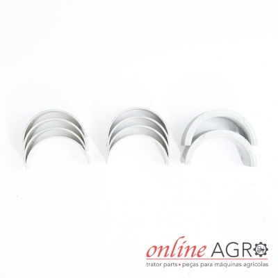 Conjunto de casquilhos metálicos cinzentos em fundo branco com logótipo online AGRO.