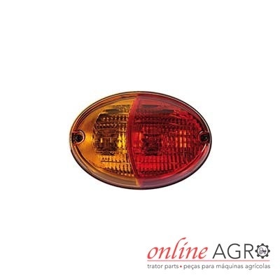 Farolim traseiro oval amarelo e vermelho para veículo agrícola