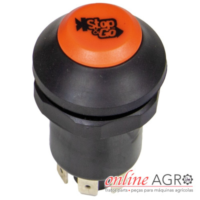 Botão stop & go preto e laranja para maquinaria agrícola