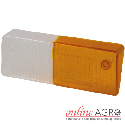 Refletor traseiro agrícola branco e âmbar com textura quadriculada, código COBO 03 158/1
