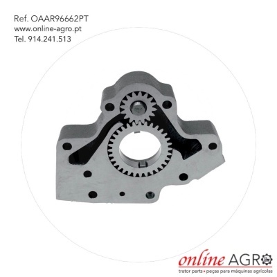 Peça mecânica metálica com engrenagens e texto de contacto online AGRO