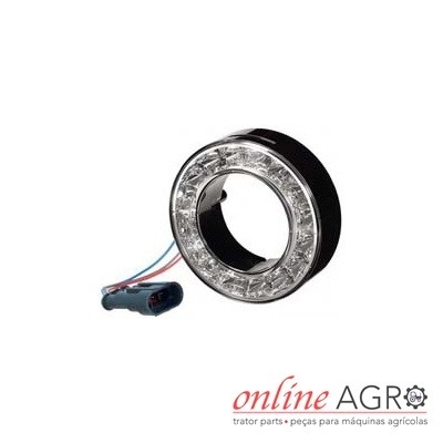 Anel luminoso LED preto com fios conectores sobre fundo branco