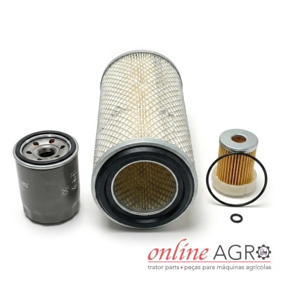 Conjunto de filtros para máquina agrícola com elementos metálicos e de papel com anéis de borracha