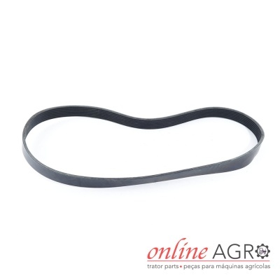 Correia preta de borracha com ranhuras sobre fundo branco e logótipo online AGRO