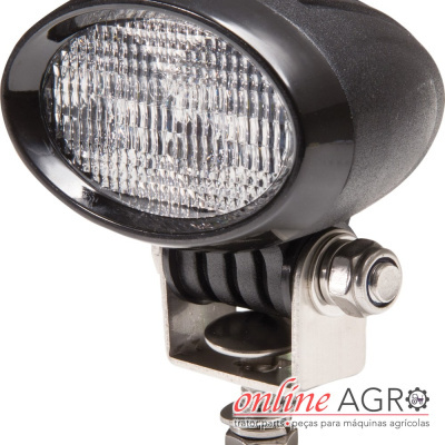 Luz oval preta com suporte metálico para máquinas agrícolas