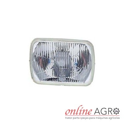 Farol retangular de vidro transparente para tratores
