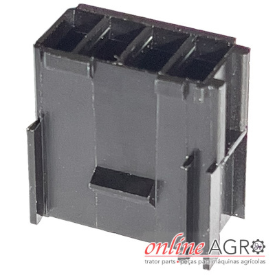 Conector elétrico preto de plástico com quatro entradas