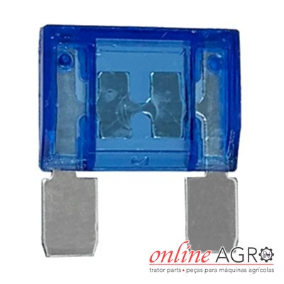 Fusível automóvel azul com terminais metálicos e fundo branco com logo online AGRO