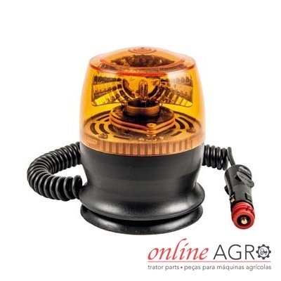 Alerta luminoso portátil amarelo com base preta e cabo flexível