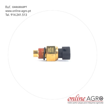 Sensor metálico dourado com rosca vermelha e conector preto, texto 5024 0228 869, fundo branco com logo online AGRO.