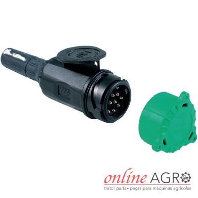 Conector elétrico preto com tampa verde destacável