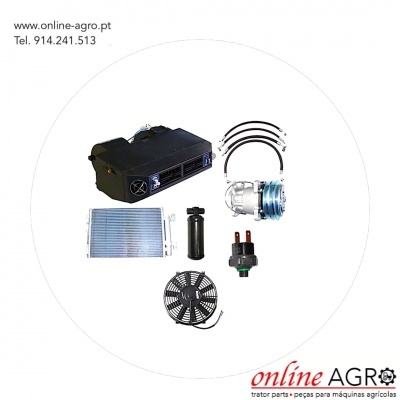 Conjunto de peças automóvel variadas em fundo branco com texto e logotipo online AGRO