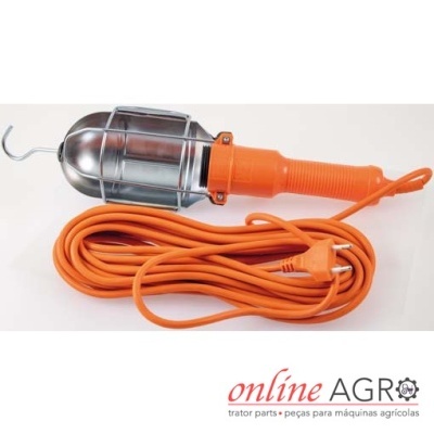 Lanterna de trabalho portátil com cabo elétrico cor laranja e gancho