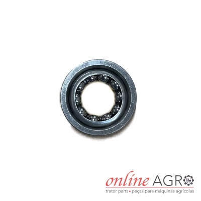 Rolamento metálico com esferas internas em fundo branco com logótipo online AGRO