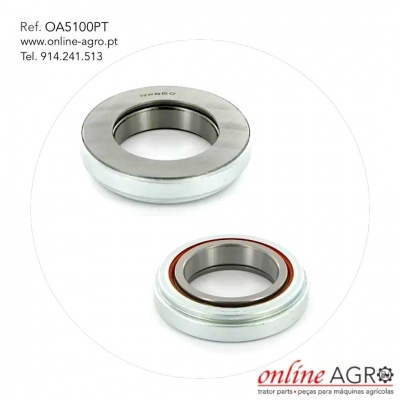 Dois rolamentos circulares metálicos com texto e logo Online Agro