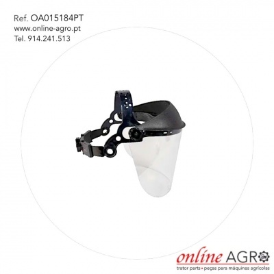 Máscara de proteção facial com viseira e estrutura preta ajustável