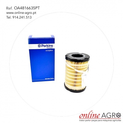 Filtro Perkins ecoplus com caixa azul ao lado, referência OA4816635PT