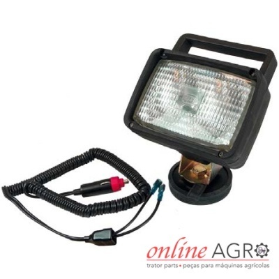 Luz retangular para máquinas agrícolas com cabo enrolado e suporte magnético