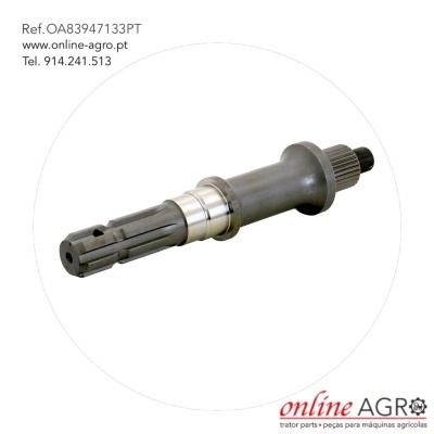 Peça metálica cilíndrica com dentes e anéis sobre fundo branco com texto informativo