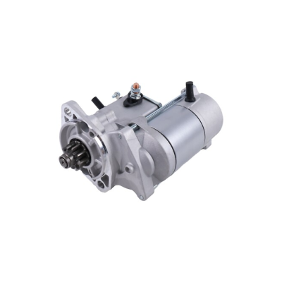 Motor de arranque automóvel metálico em fundo branco